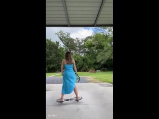 girl farting on a skateboard
